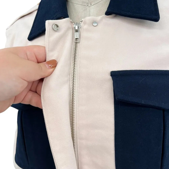 BLDWN Beck Jacket in Gloss Pink Colorblock Green Navy Blue Cropped Size Small - Picture 6 of 14